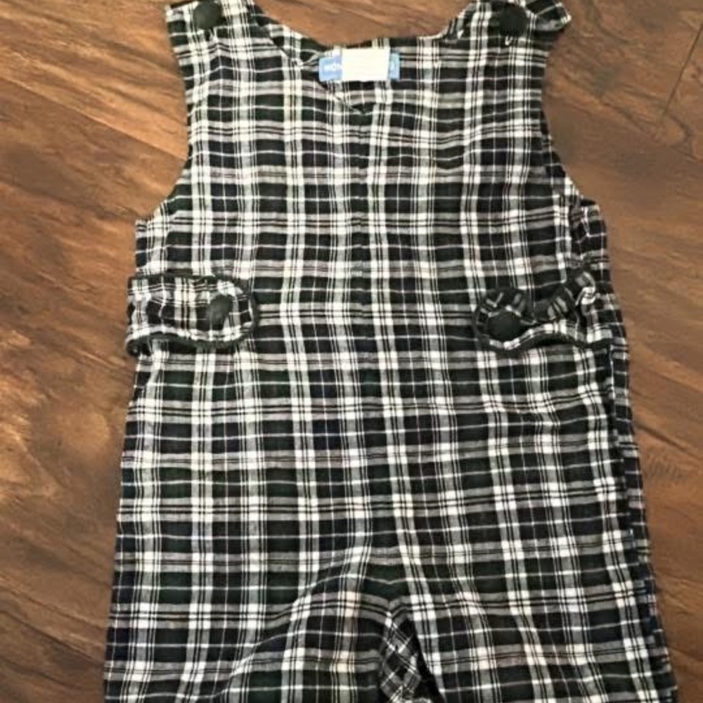 Plaid Black and White Kids One-Piece Romper